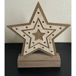 Wondershop 9" Battery Operated Lit Decorative Wooden Star
